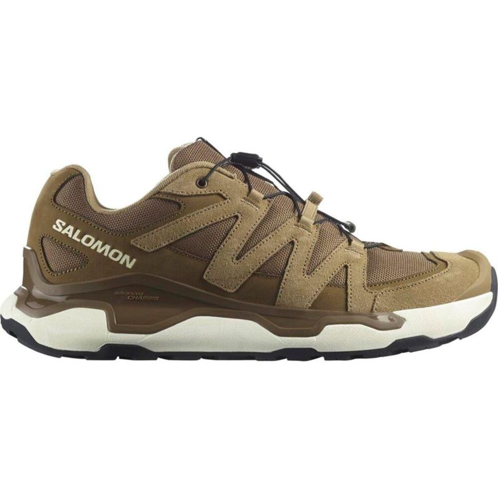Salomon Mens Roam Leather Shoes / Earth/Kelp Green/Ice White